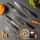 Gudaro - Ensemble de 5 couteaux de cuisine en acier damassé SHIRO + support pour couteaux et ciseaux à volaille