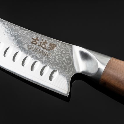 Gudaro - Ensemble de 5 couteaux de cuisine en acier damassé TAKUMI + support magnétique