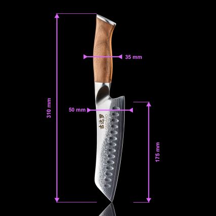 Gudaro - Ensemble de 5 couteaux de cuisine en acier damassé TAKUMI + support magnétique