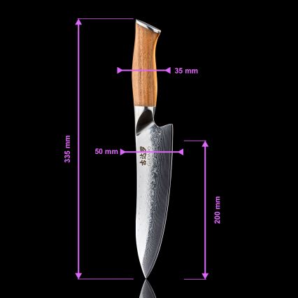 Gudaro - Ensemble de 5 couteaux de cuisine en acier damassé TAKUMI + support magnétique
