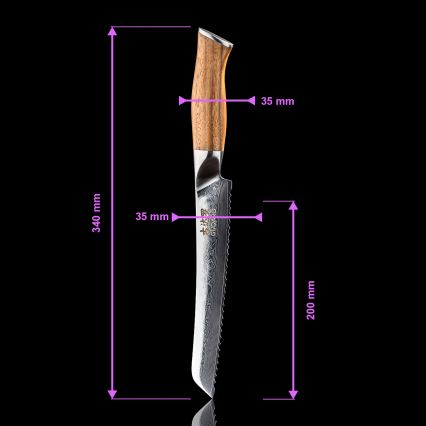 Gudaro - Ensemble de 5 couteaux de cuisine en acier damassé TAKUMI + support magnétique