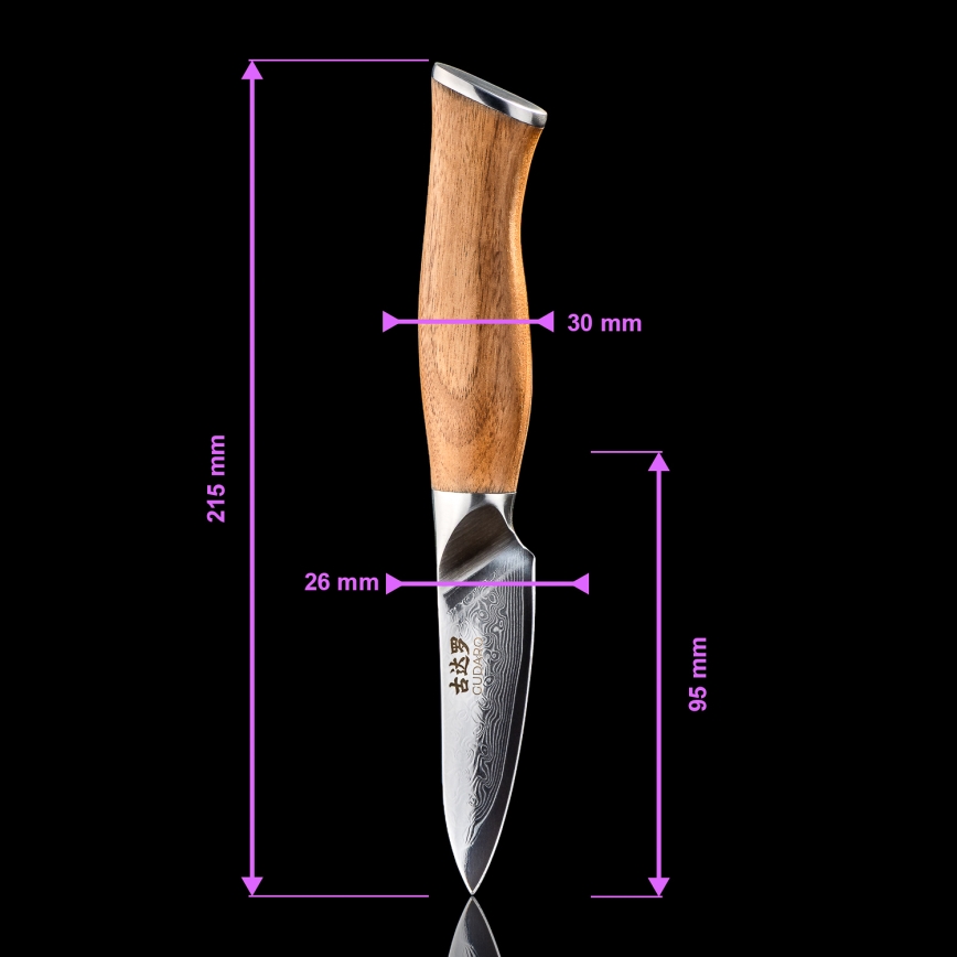 Gudaro - Ensemble de 5 couteaux de cuisine en acier damassé TAKUMI + support magnétique