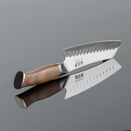 Gudaro - Ensemble de 5 couteaux de cuisine en acier damassé TAKUMI + support pour couteaux et ciseaux à volaille