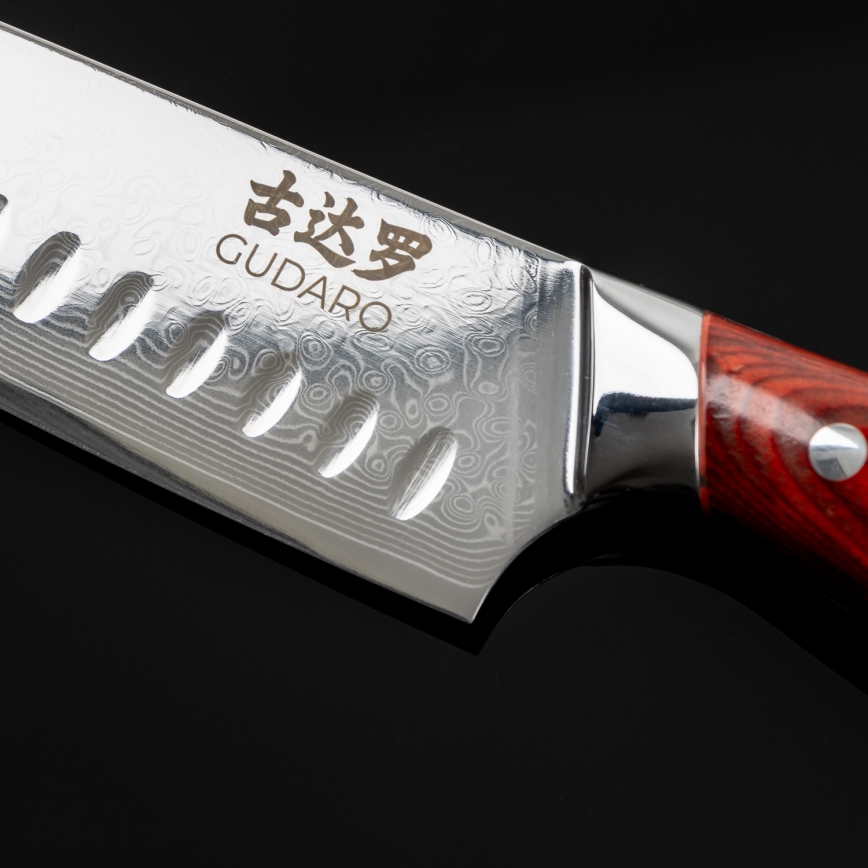 Gudaro - Ensemble KENSHO de 7 couteaux de cuisine avec bloc en acacia