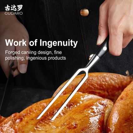 Gudaro - Fourchette de cuisine MIYABI noire/bois Pakka