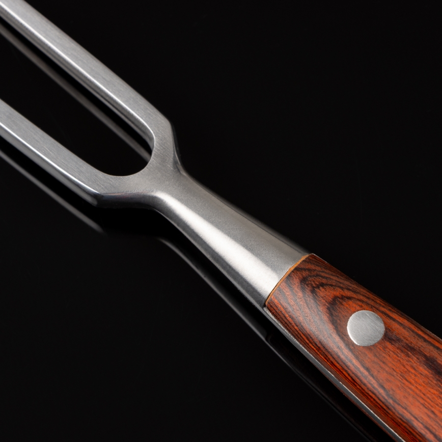 Gudaro - Fourchette de cuisine MIYABI rouge, manche en pakka