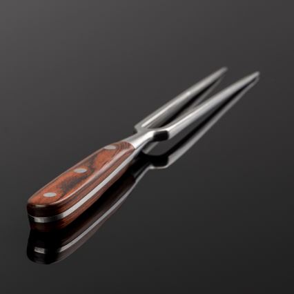 Gudaro - Fourchette de cuisine MIYABI rouge, manche en pakka