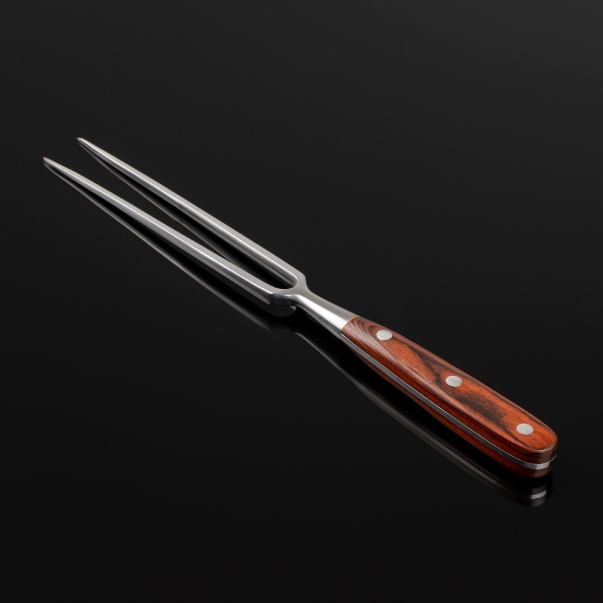 Gudaro - Fourchette de cuisine MIYABI rouge, manche en pakka