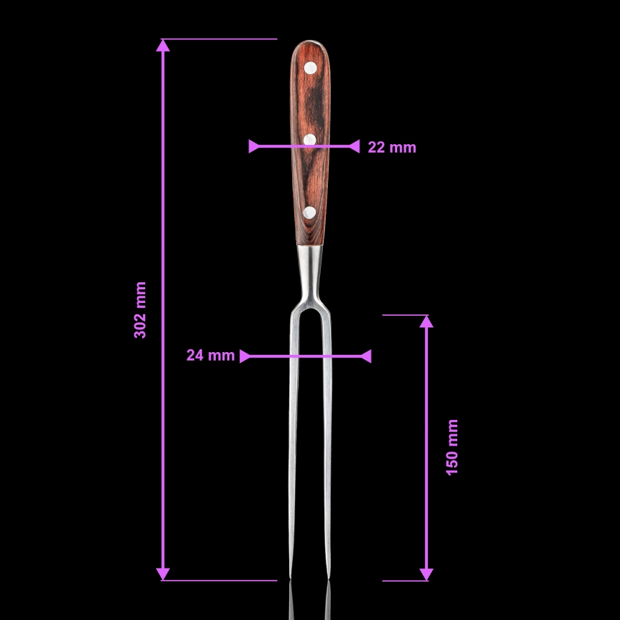 Gudaro - Fourchette de cuisine MIYABI rouge, manche en pakka