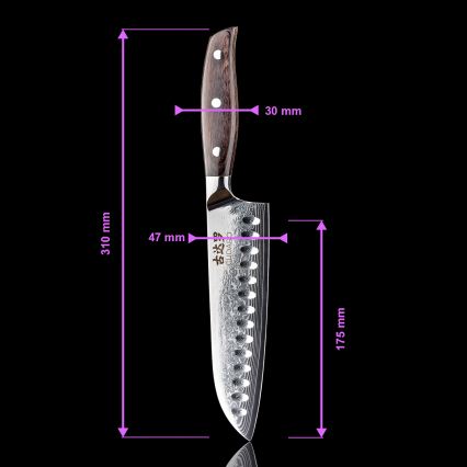 Gudaro - Lot de 5 couteaux de cuisine damassés SHIRO + support magnétique