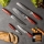 Gudaro - Lot de 5 couteaux de cuisine en acier damassé KENSHO + support magnétique