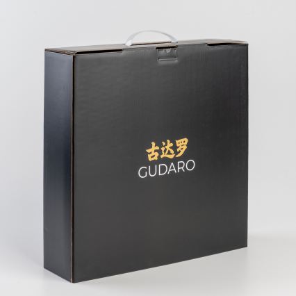 Gudaro - Lot de 5 couteaux de cuisine en acier damassé KENSHO + support magnétique