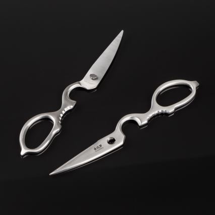 Gudaro - Ensemble de 5 couteaux de cuisine en acier damassé SHIRO + support pour couteaux et ciseaux à volaille