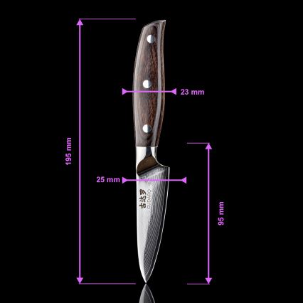 Gudaro - Ensemble de 5 couteaux de cuisine en acier damassé SHIRO + support pour couteaux et ciseaux à volaille