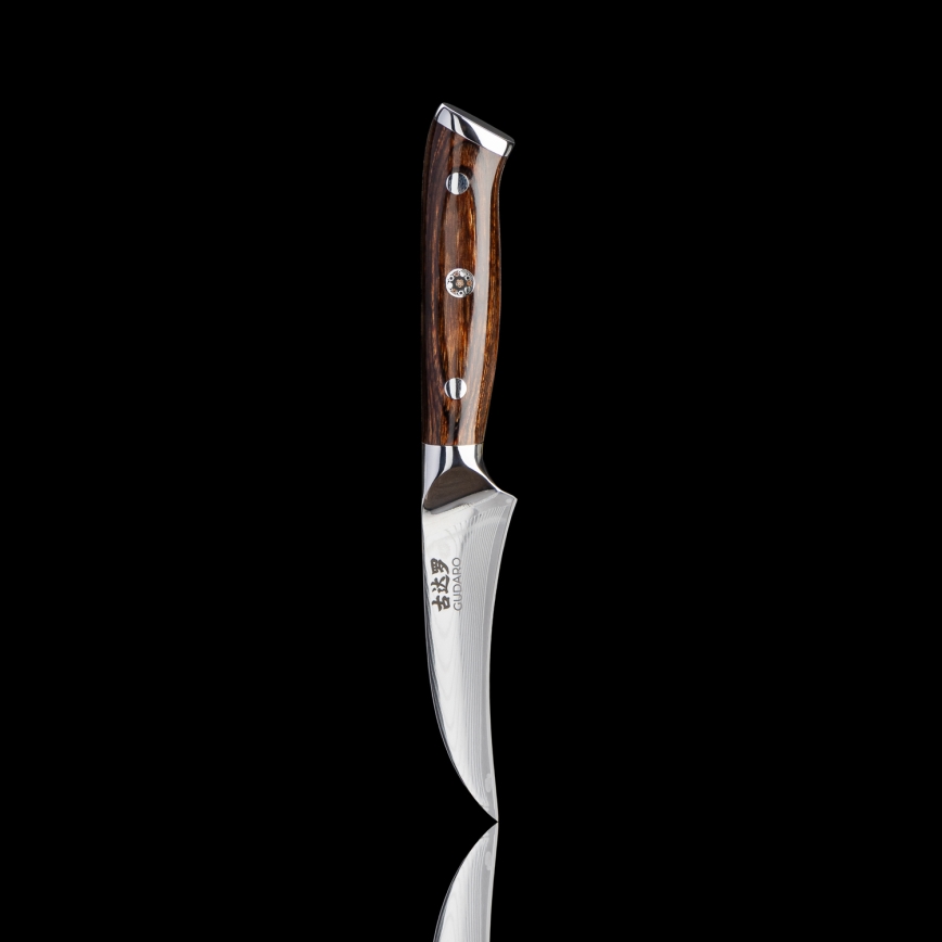 Gudaro - ENSEMBLE : 1x couteau de chef damassé FENG 8, en 67 couches d'acier, longueur 20 cm + 1x couteau de cuisine Santoku damassé FENG 7,5, en 67 couches d'acier, longueur 18 cm + 1x couteau d'office pour fruits damassé FENG 3,5, en 67 couches 