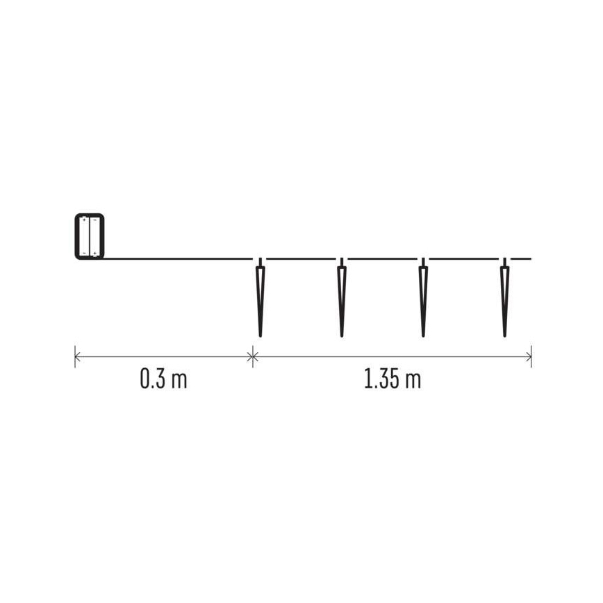 Guirlande à 10 LED, 1,65 m, alimentée par 2 piles AA