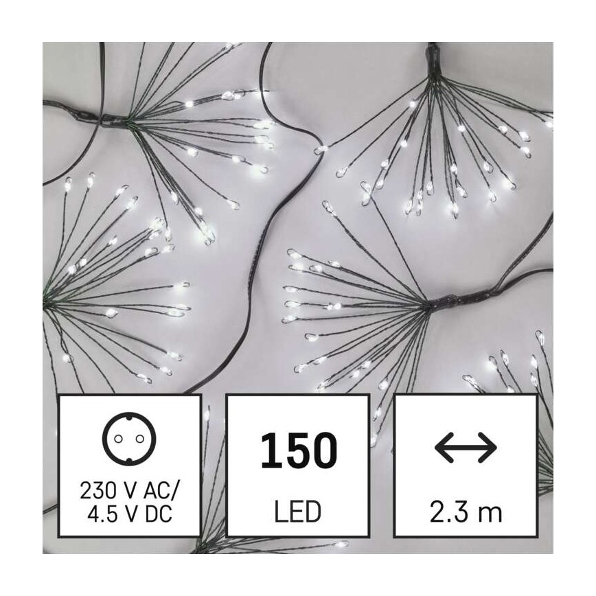Guirlande de noël 150xLED/5,35m blanc froid