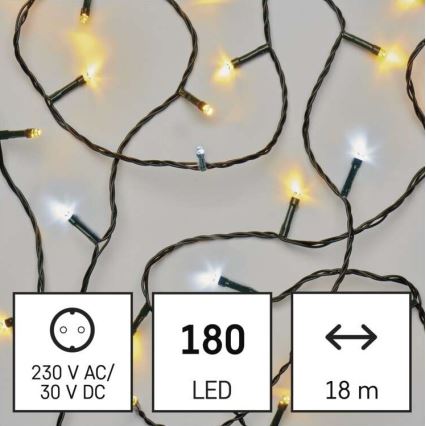Guirlande de noël 180xLED/23m IP44 blanc chaud/froid