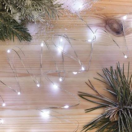 Guirlande de Noël 20xLED/2xAA 2,4m blanc froid