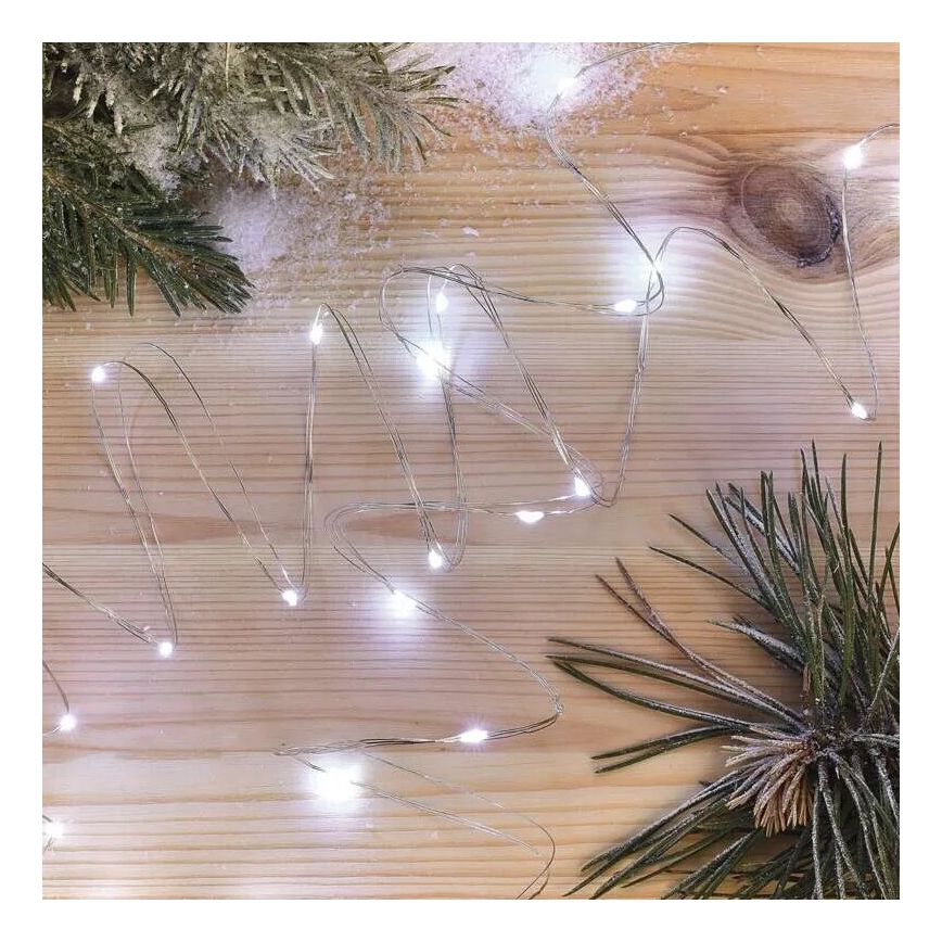 Guirlande de Noël 20xLED/2xAA 2,4m blanc froid