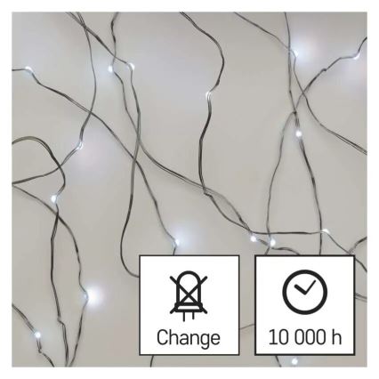 Guirlande de Noël 20xLED/2xAA 2,4m blanc froid