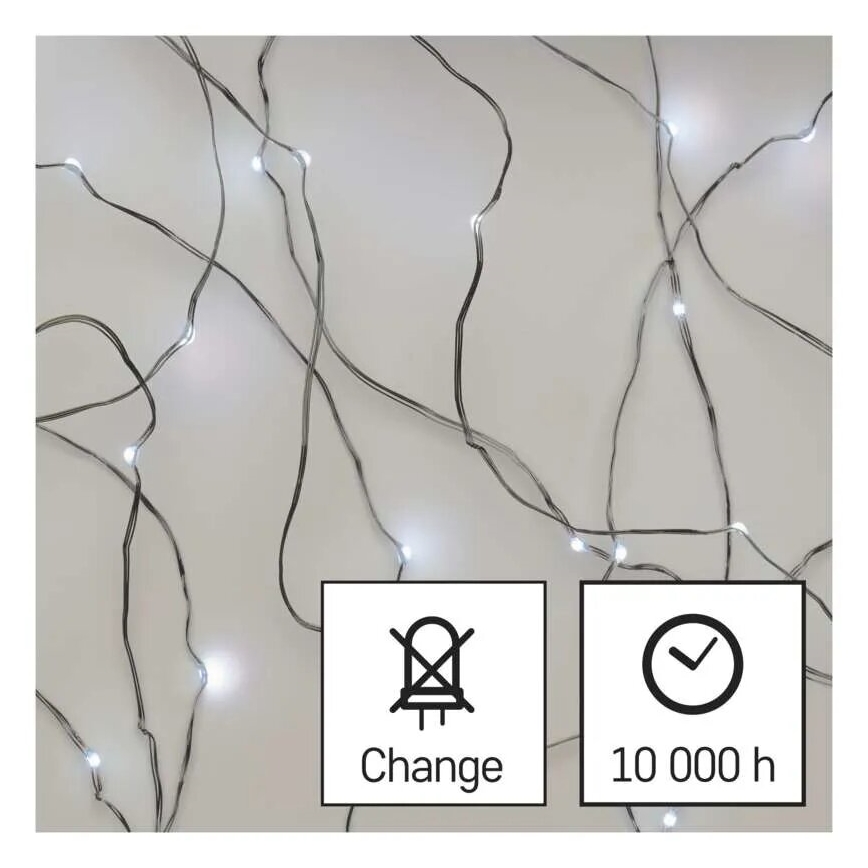 Guirlande de Noël 20xLED/2xAA 2,4m blanc froid