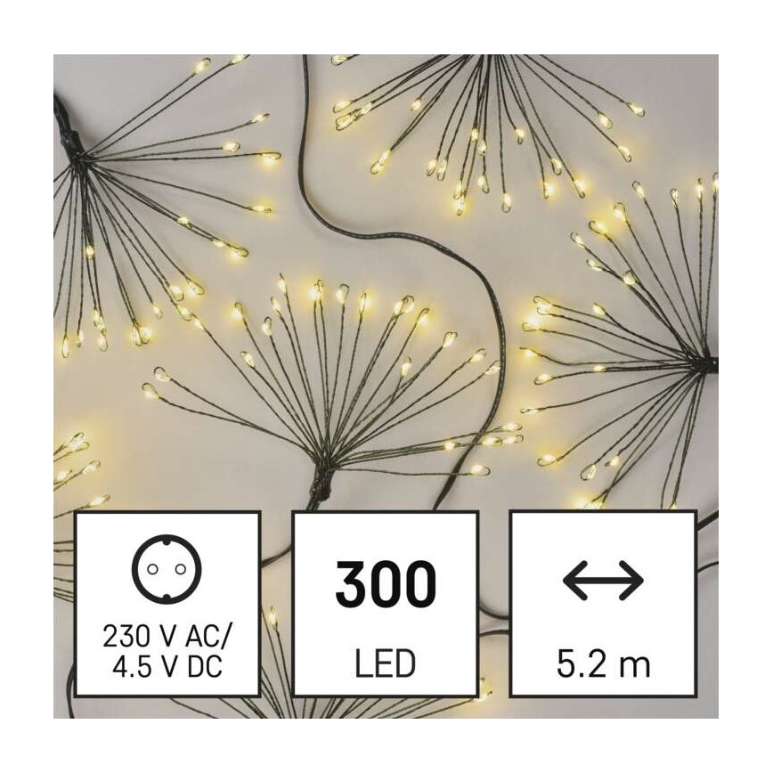 Guirlande de Noël 300 LED, 5,2+3 m, blanc chaud
