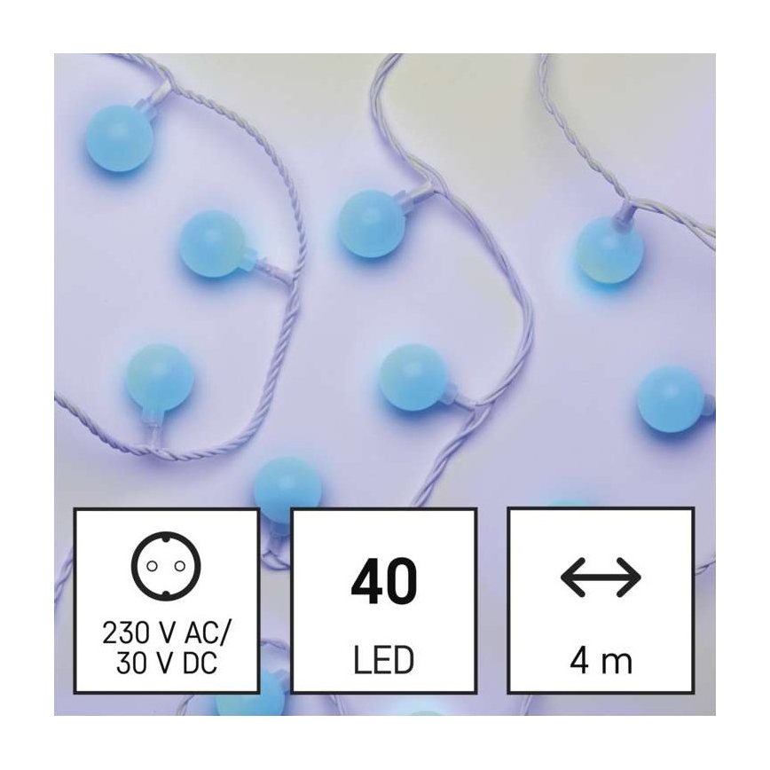 Guirlande de noël 40xLED/9m IP44 bleue