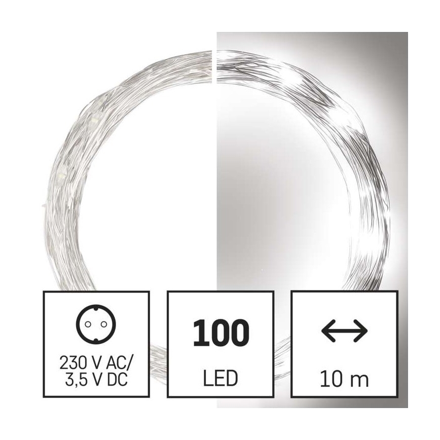 Guirlande de noël d'extérieur 100xLED/15m IP44 blanc froid