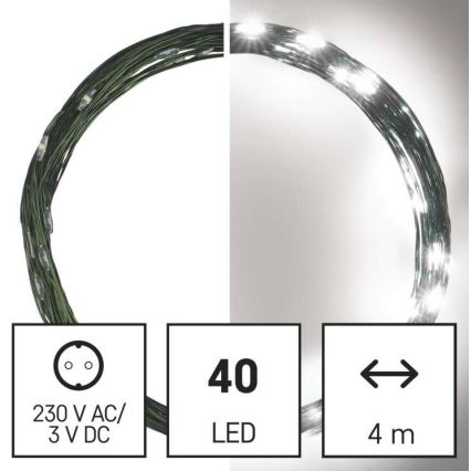 Guirlande de noël d'extérieur 40xLED/9m IP44 blanc froid