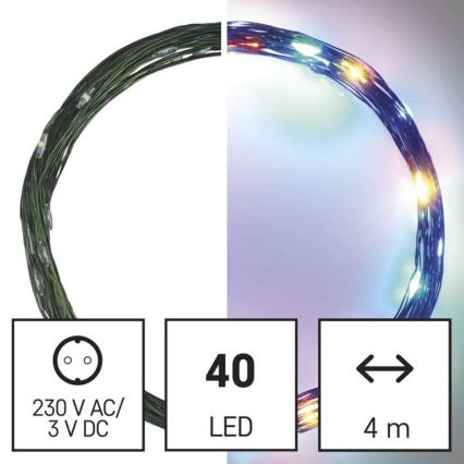 Guirlande de noël d'extérieur 40xLED/9m IP44 multicolore
