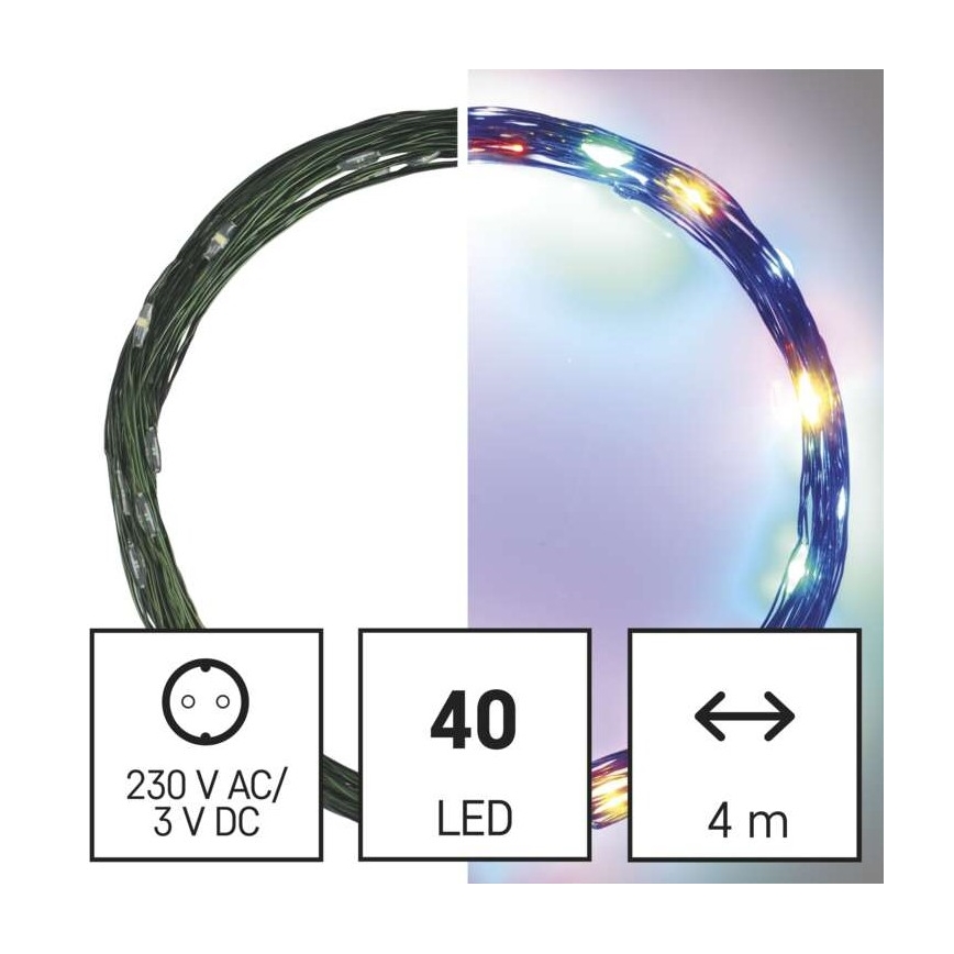 Guirlande de noël d'extérieur 40xLED/9m IP44 multicolore