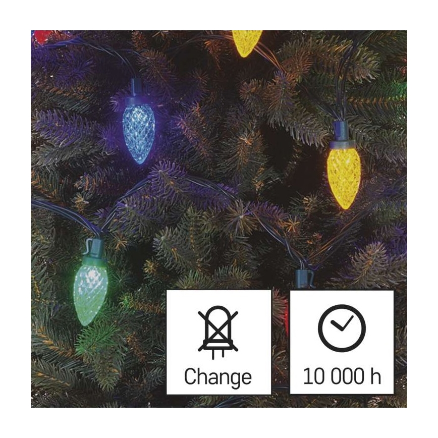 Guirlande de noël d'extérieur 50xLED/8 modes 14,8m IP44 multicolore