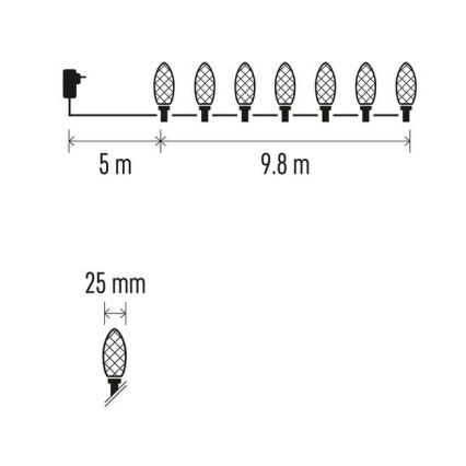 Guirlande de noël d'extérieur 50xLED/8 modes 14,8m IP44 multicolore