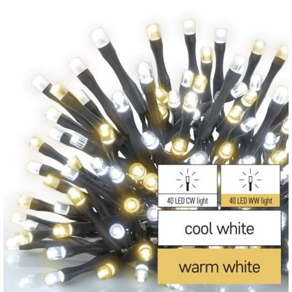 Guirlande de noël d'extérieur 80xLED/13m IP44 blanc chaud/froid