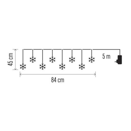 Guirlande de noël d'extérieur 8xLED/5,84m IP44 flocons