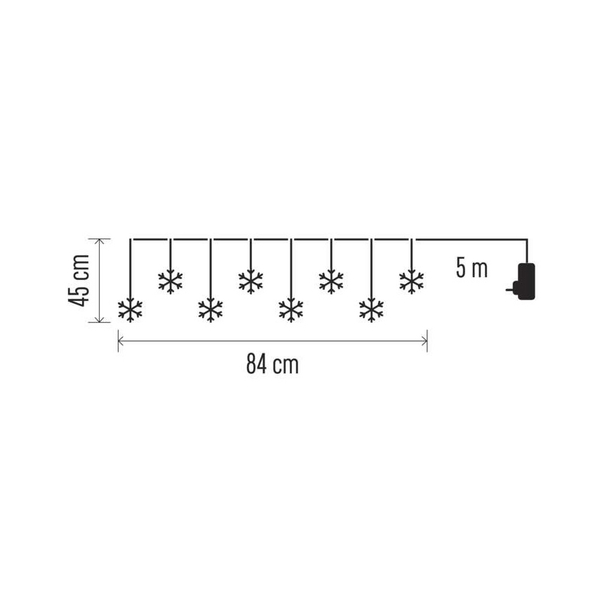 Guirlande de noël d'extérieur 8xLED/5,84m IP44 flocons
