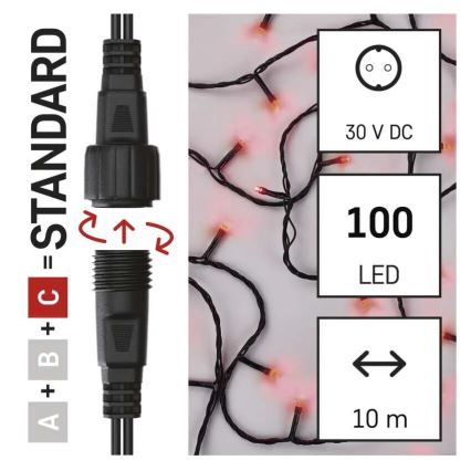 Guirlande de Noël extérieure 100xLED/10m IP44 rouge