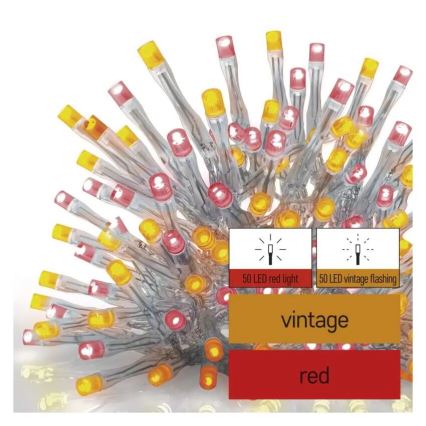 Guirlande de Noël extérieure 100xLED/2,5x0,9m IP44 rouge/vintage