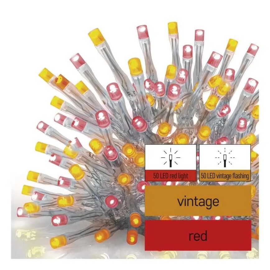 Guirlande de Noël extérieure 100xLED/2,5x0,9m IP44 rouge/vintage