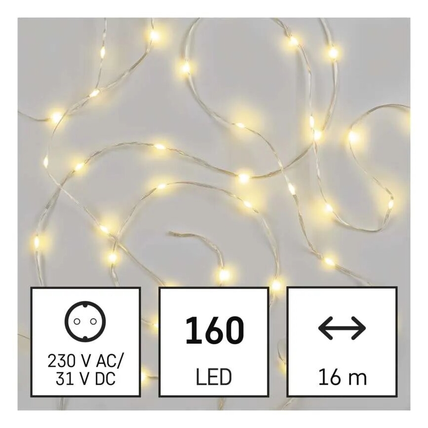 Guirlande de Noël extérieure 160xLED/21m IP44 blanc chaud