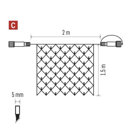 Guirlande de Noël extérieure 160xLED/2x1,5m IP44 blanc froid