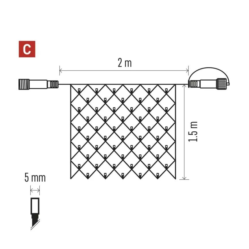 Guirlande de Noël extérieure 160xLED/2x1,5m IP44 blanc froid