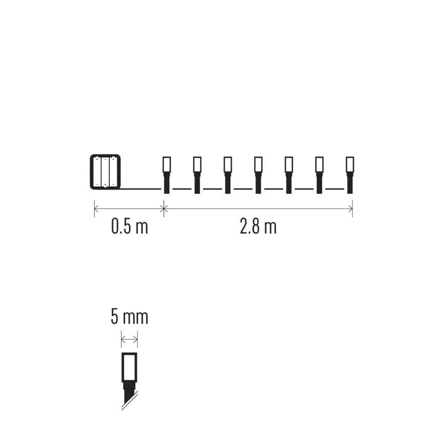 Guirlande de Noël extérieure 40xLED/3xAA 3,3m IP44 blanc froid
