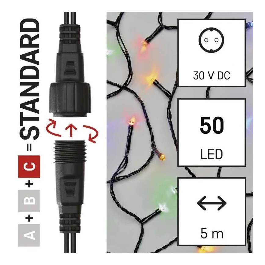 Guirlande de Noël extérieure 50xLED/5m IP44 multicolore