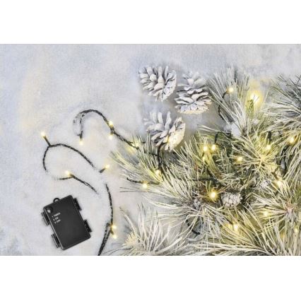 Guirlande de Noël extérieure 80xLED/3xAA 6,1m IP44 blanc chaud
