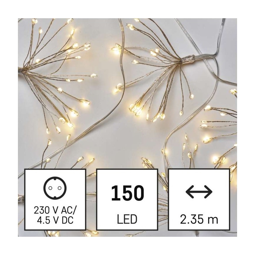 Guirlande de noël LED 150xLED/5,35m blanc chaud
