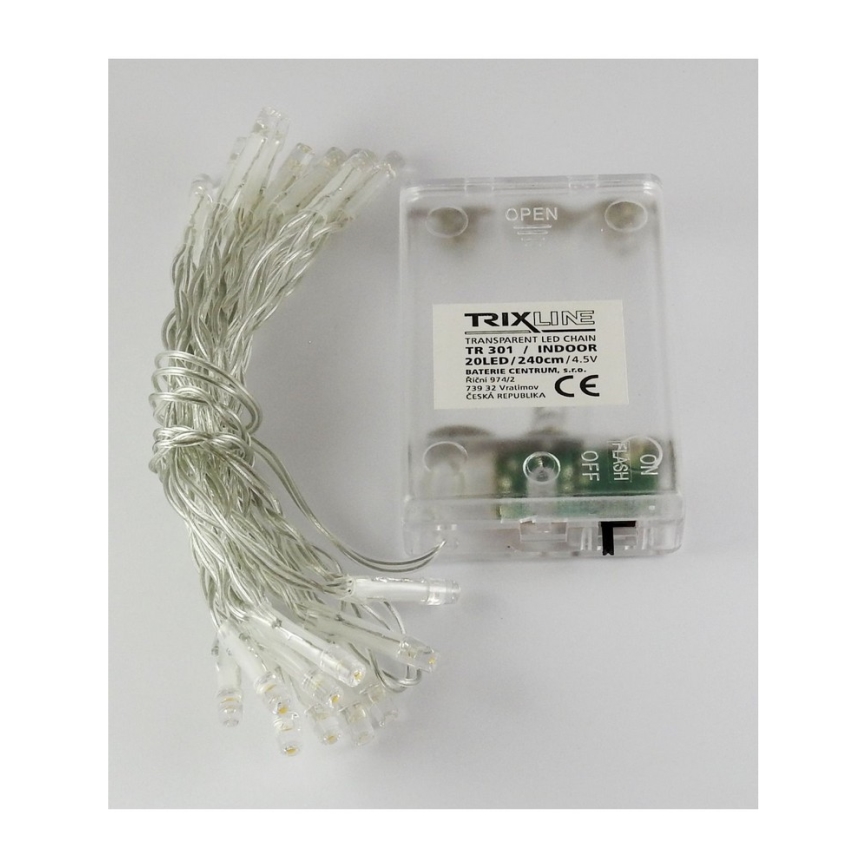 Guirlande de Noël LED 20xLED/2 fonctions 2,4m blanc chaud