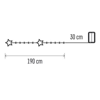 Guirlande de noël LED 20xLED/2xAA 2,2 m blanc chaud