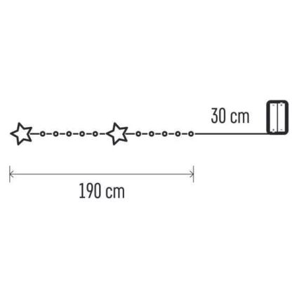 Guirlande de noël LED 20xLED/2xAA 2,2 m blanc chaud
